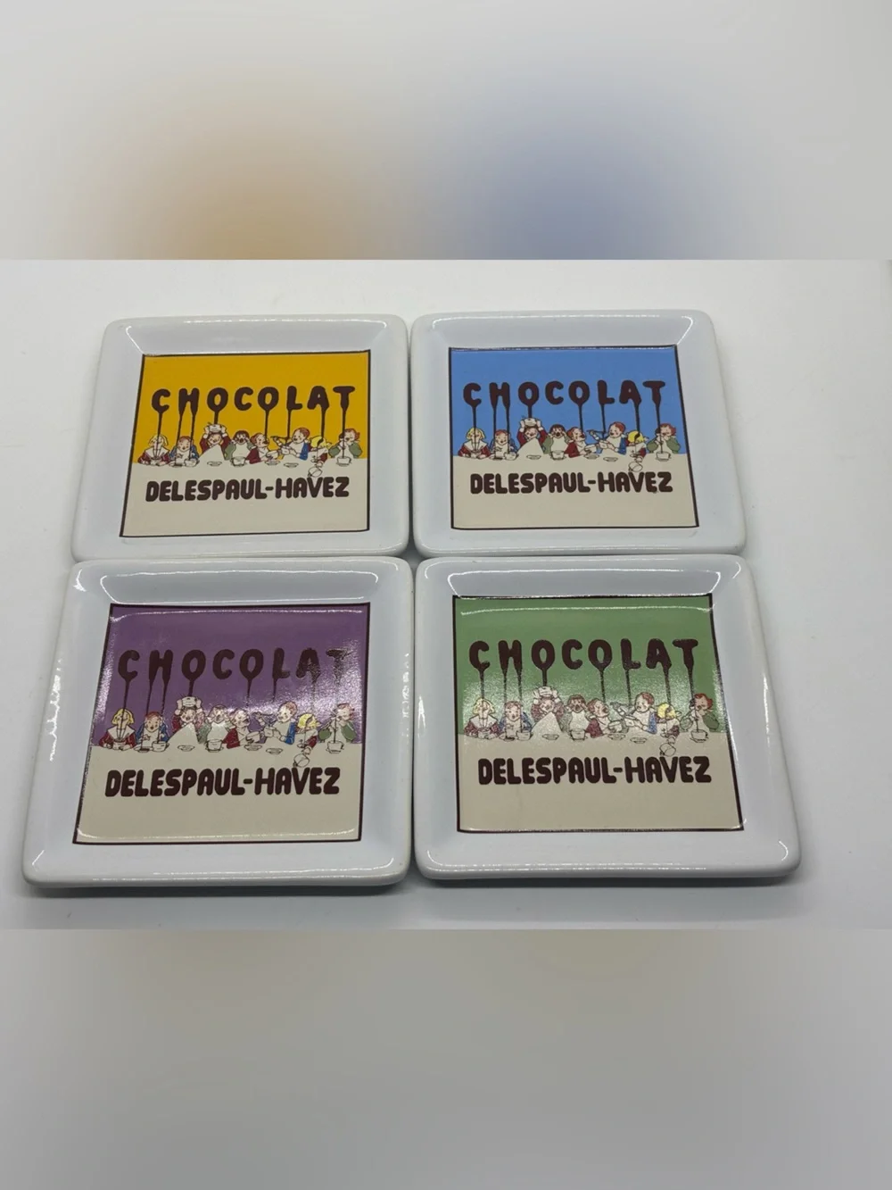 Pottery Barn Chocolate Themed Ceramic Coasters Set of 4